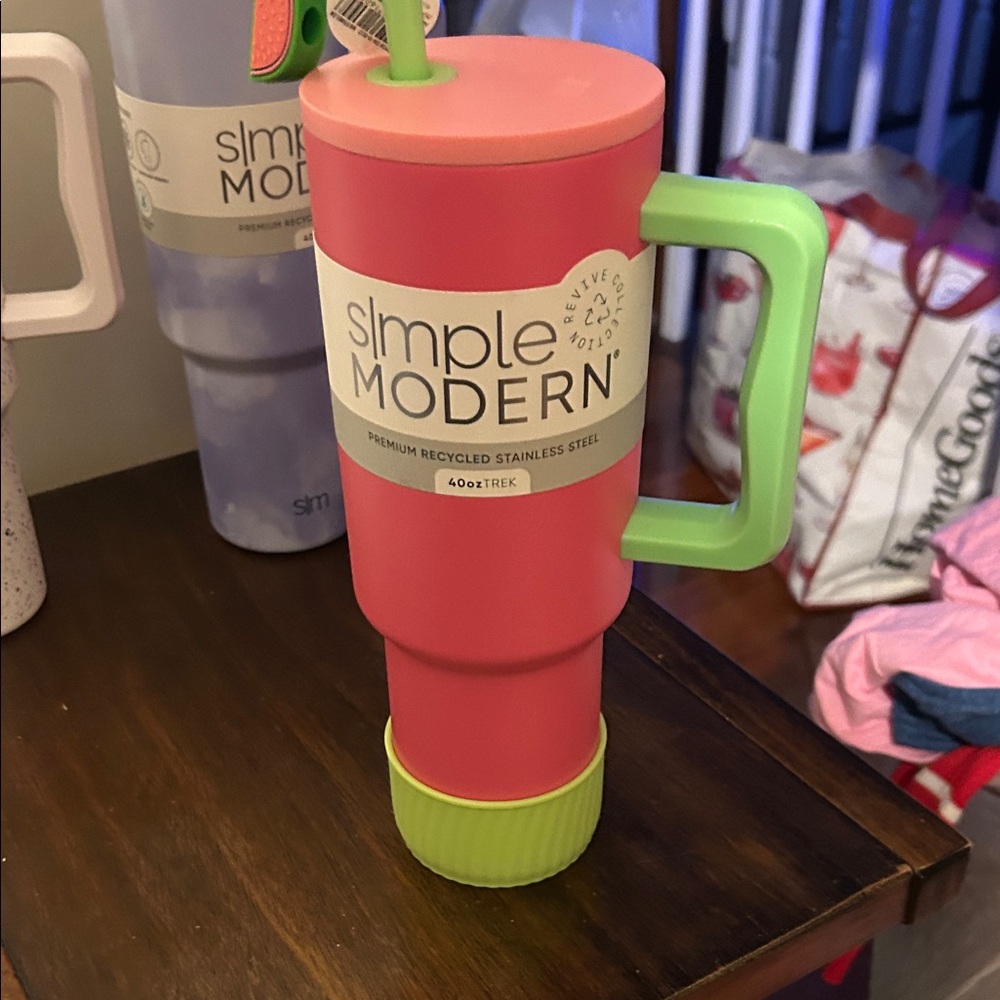 Simple Modern Pink and Green Stainless Steel Tumbler